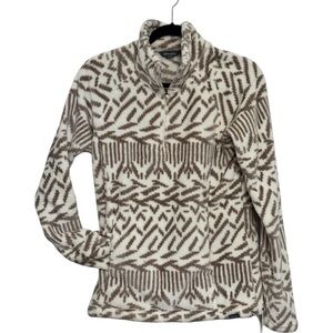 Eddie Bauer Cozy Brown and Cream Patterned Pullover Sweater Size Medium Womens